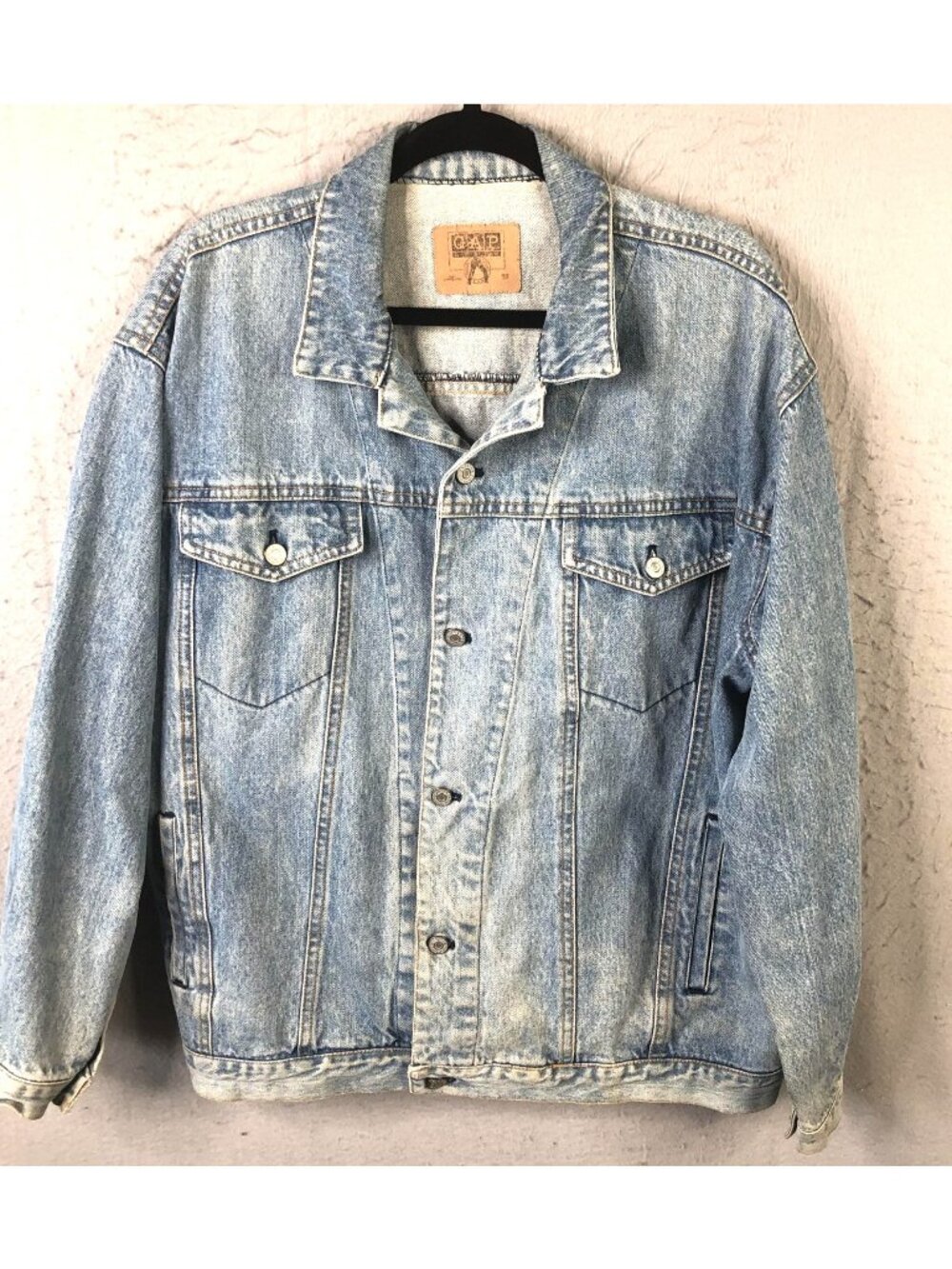 Vintage GAP Denim Jacket Men XL  Blue Light Wash Trucker Classic 90s Grunge Y2K